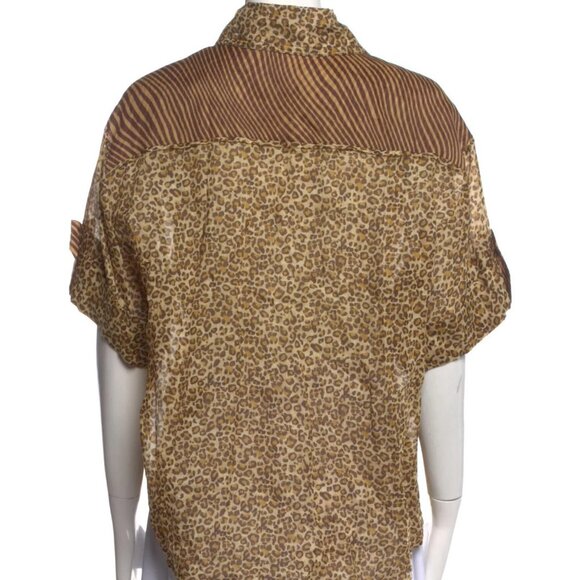 ZIMMERMANN Empire Leopard Print Button-Up Cuffed Shirt Zimmermann Sz 0 - Picture 5 of 10